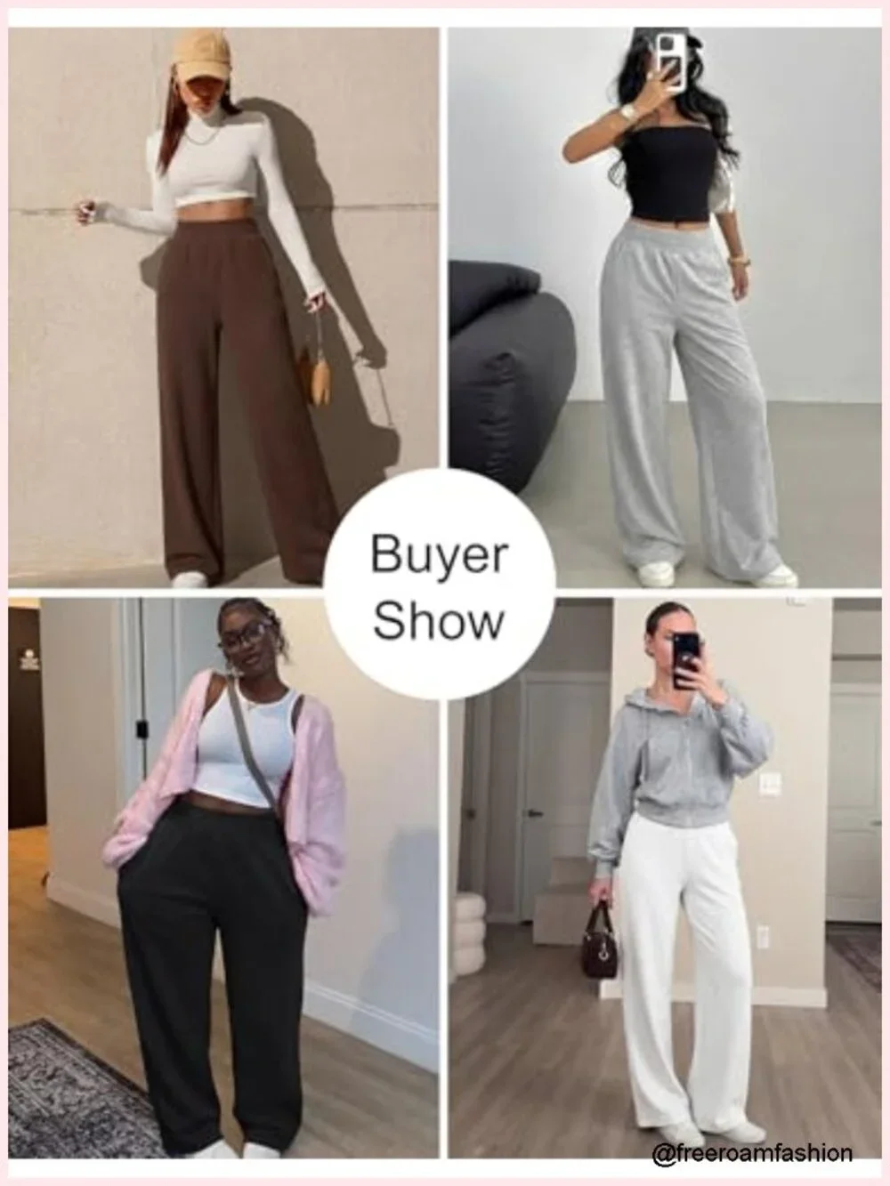 Wide Leg Cotton Sweatpants Women Elastic Waisted Baggy Athletic Jogger Pants